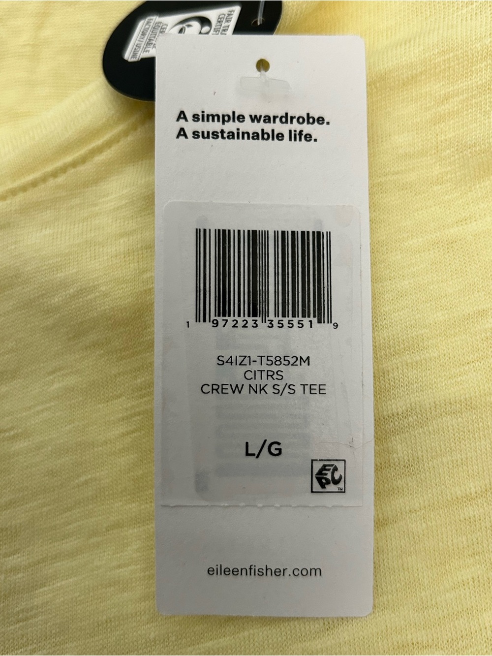 Eileen Fisher Organic Linen Shirt Top T-Shirt Women's Size L Yellow Short Sleeve - Picture 7 of 8
